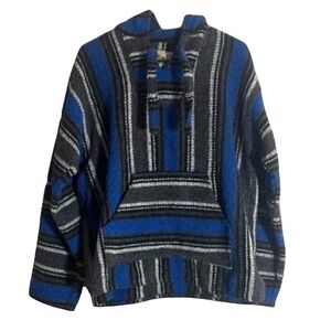 EARTH RAGZ Blue And Black Striped Heavy Weight Long Sleeved Hooded Baja
